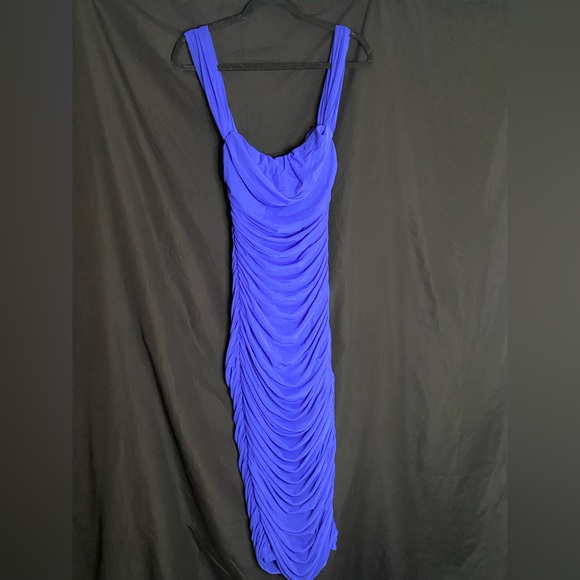 Blue sapphire long rouched dress - Picture 2 of 2